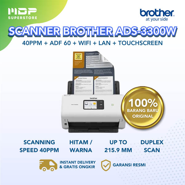 SCANNER BROTHER ADS 3300W 40PPM ADF 60 WIFI LAN TOUCHSCREEN 7