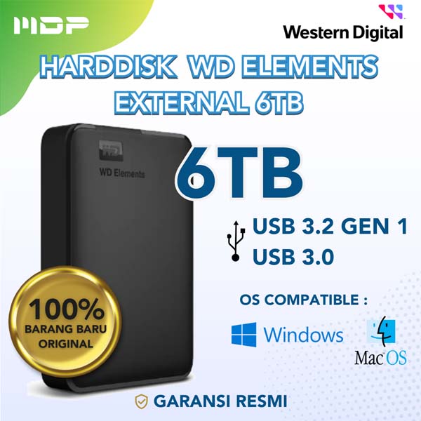 HARD DISK NOTEBOOK EXT 6 TB WDC ELEMENTS 2.5