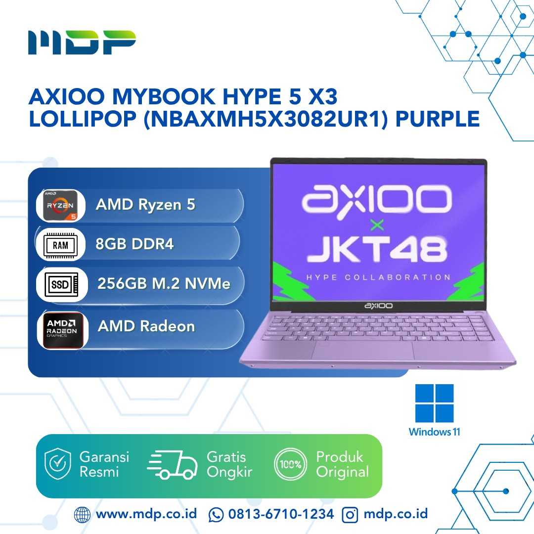 NOTEBOOK AXIOO MYBOOK HYPE 5 X3 LOLLIPOP (NBAXMH5X3082UR1) PURPLE