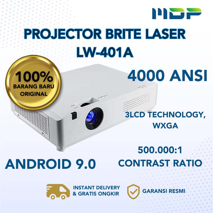 PROJECTOR BRITE LASER LW-401A (4000 ANSI,WXGA,2XHDMI,ANDROID 9.0 ...